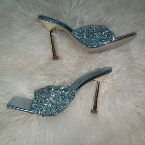 Elegant Blue Glitter Sequin Heels